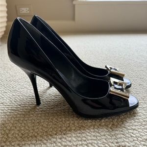 Gucci buckle open toe pumps 8.5